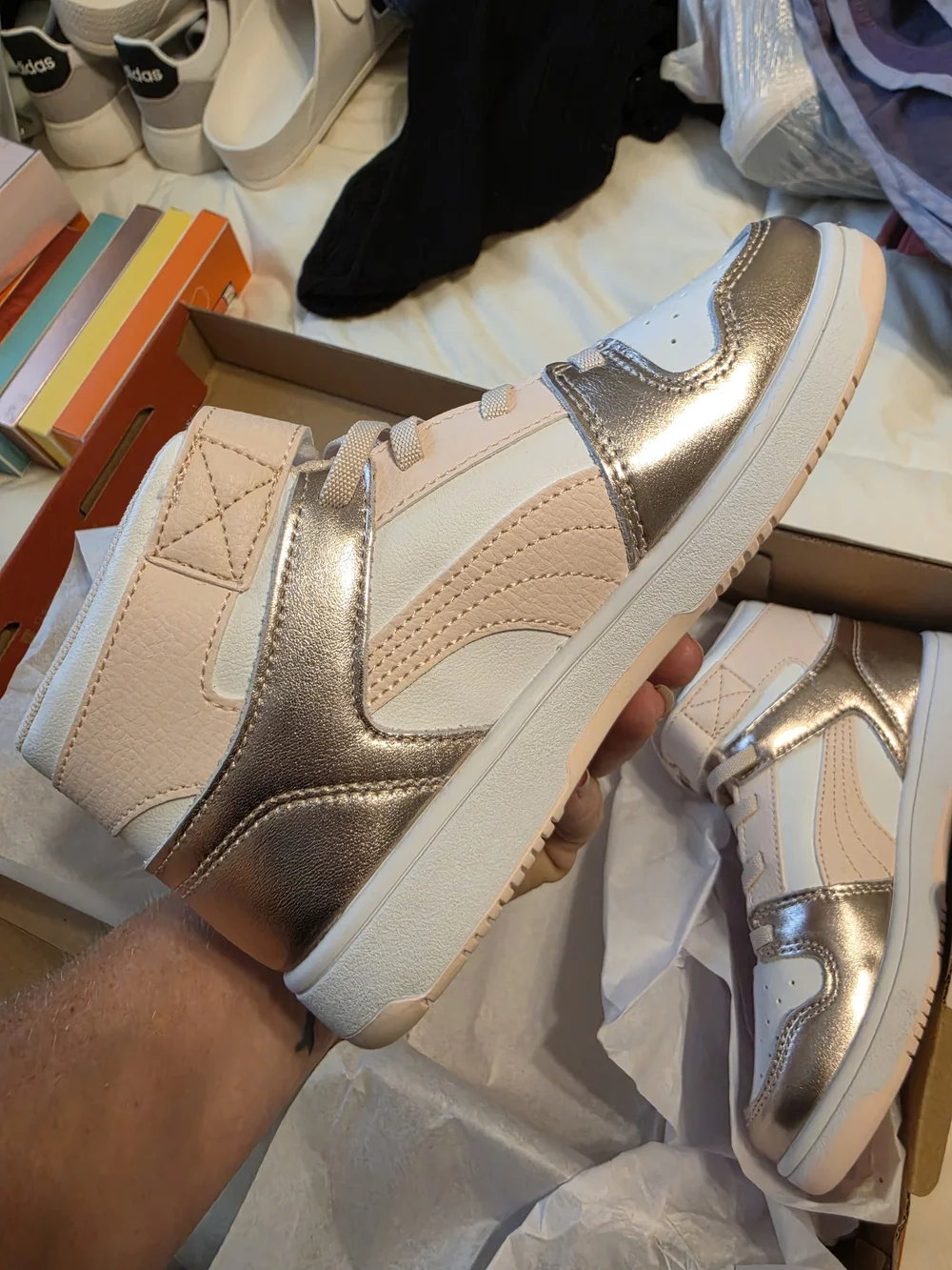 PUMA Kids' Pink & Silver High-Top Sneakers